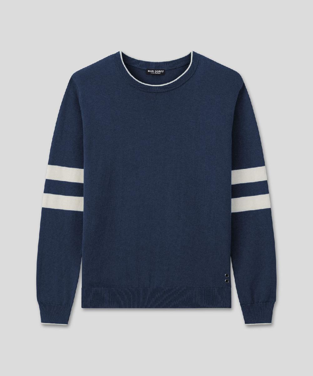 Ron Dorff Pull En Coton Et Cachemire à Double Rayures Bleu Océan