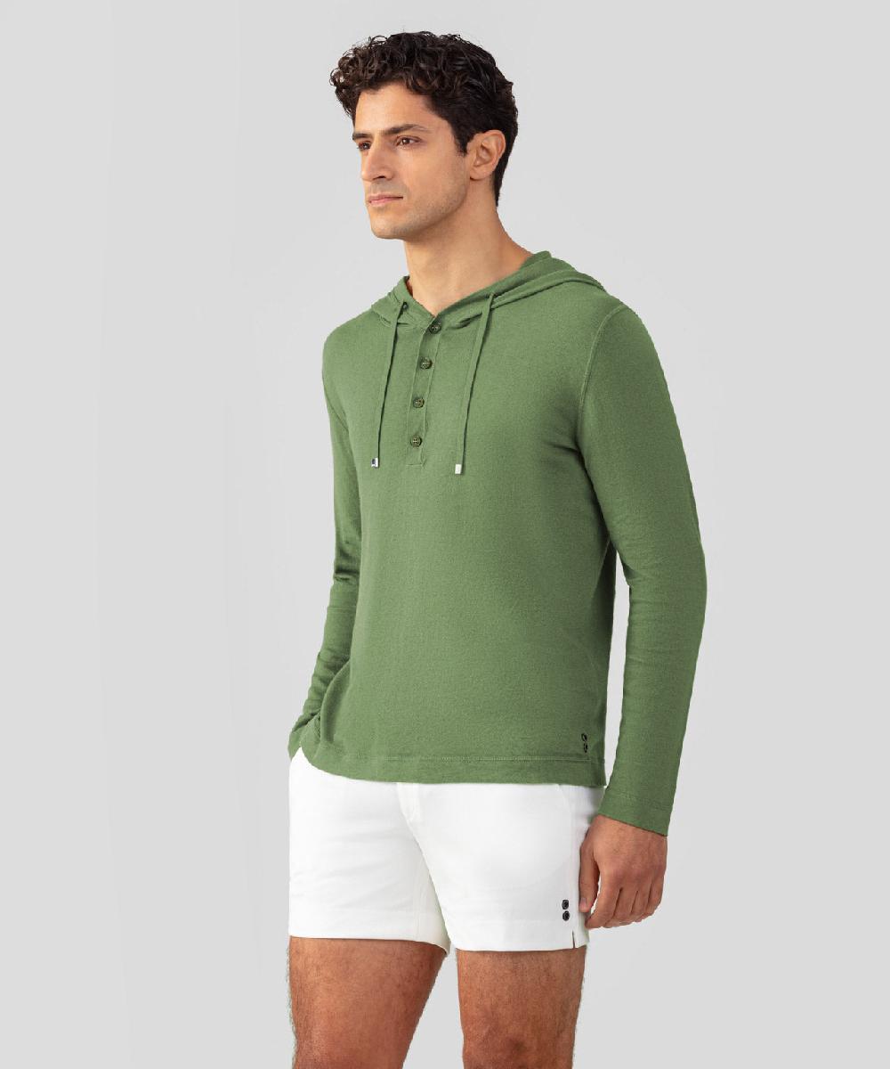 Ron Dorff Pull Léger à Capuche En Coton Soie Vert Cactus