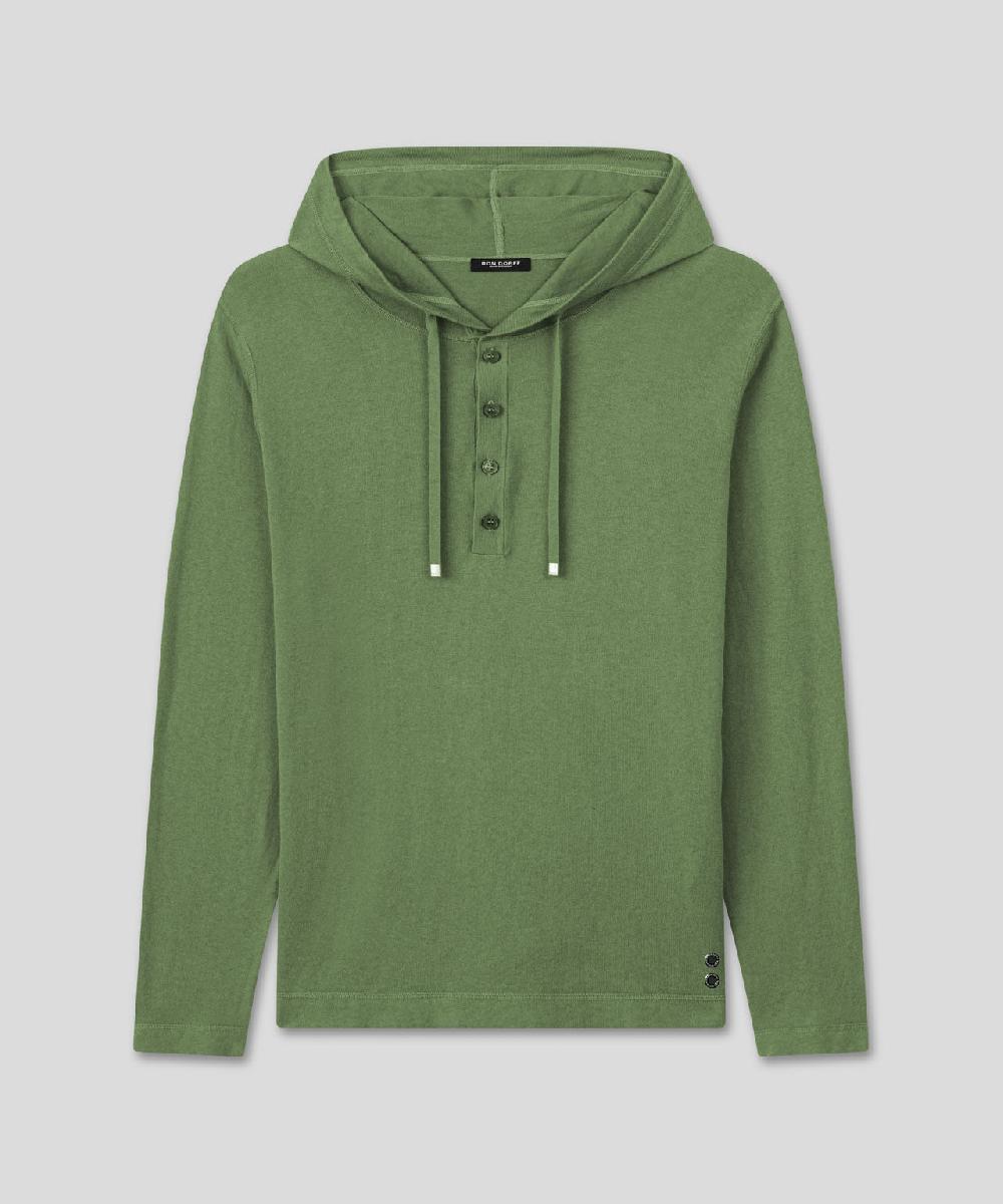Ron Dorff Pull Léger à Capuche En Coton Soie Vert Cactus