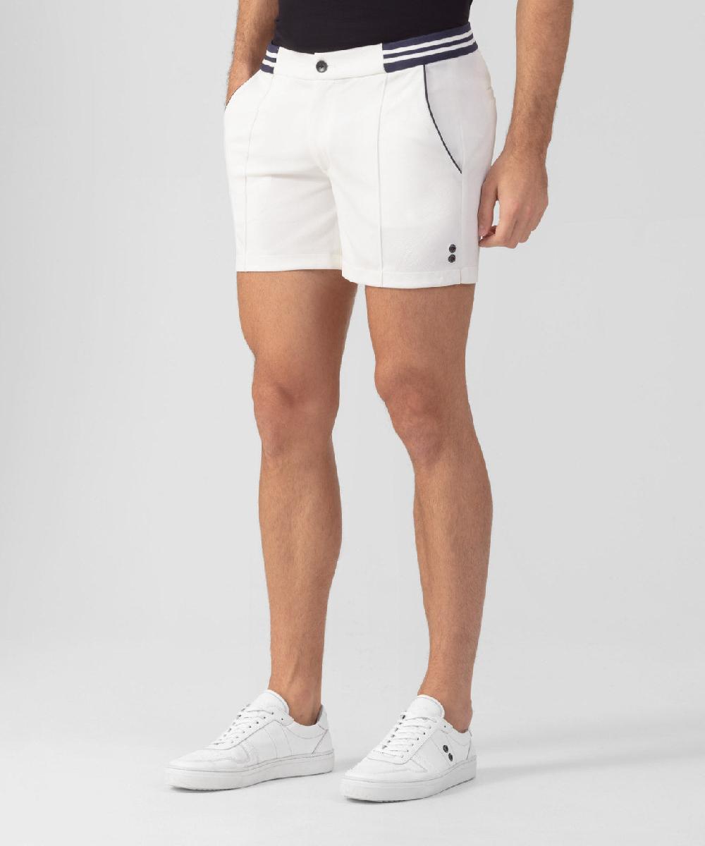 Ron Dorff RD Tennis Shorts Avec Ceinture Rayée Écru