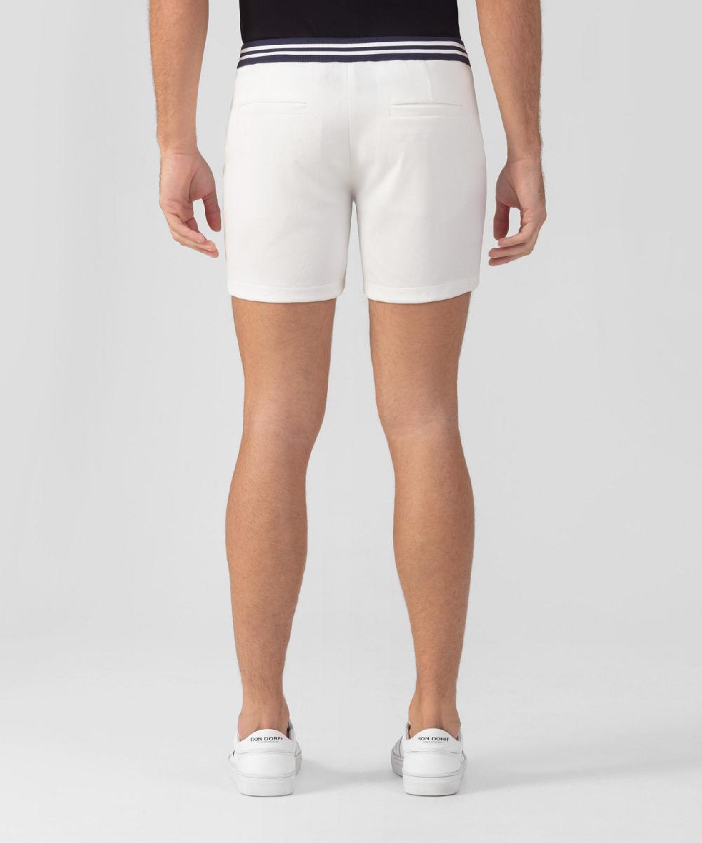 Ron Dorff RD Tennis Shorts Avec Ceinture Rayée Écru