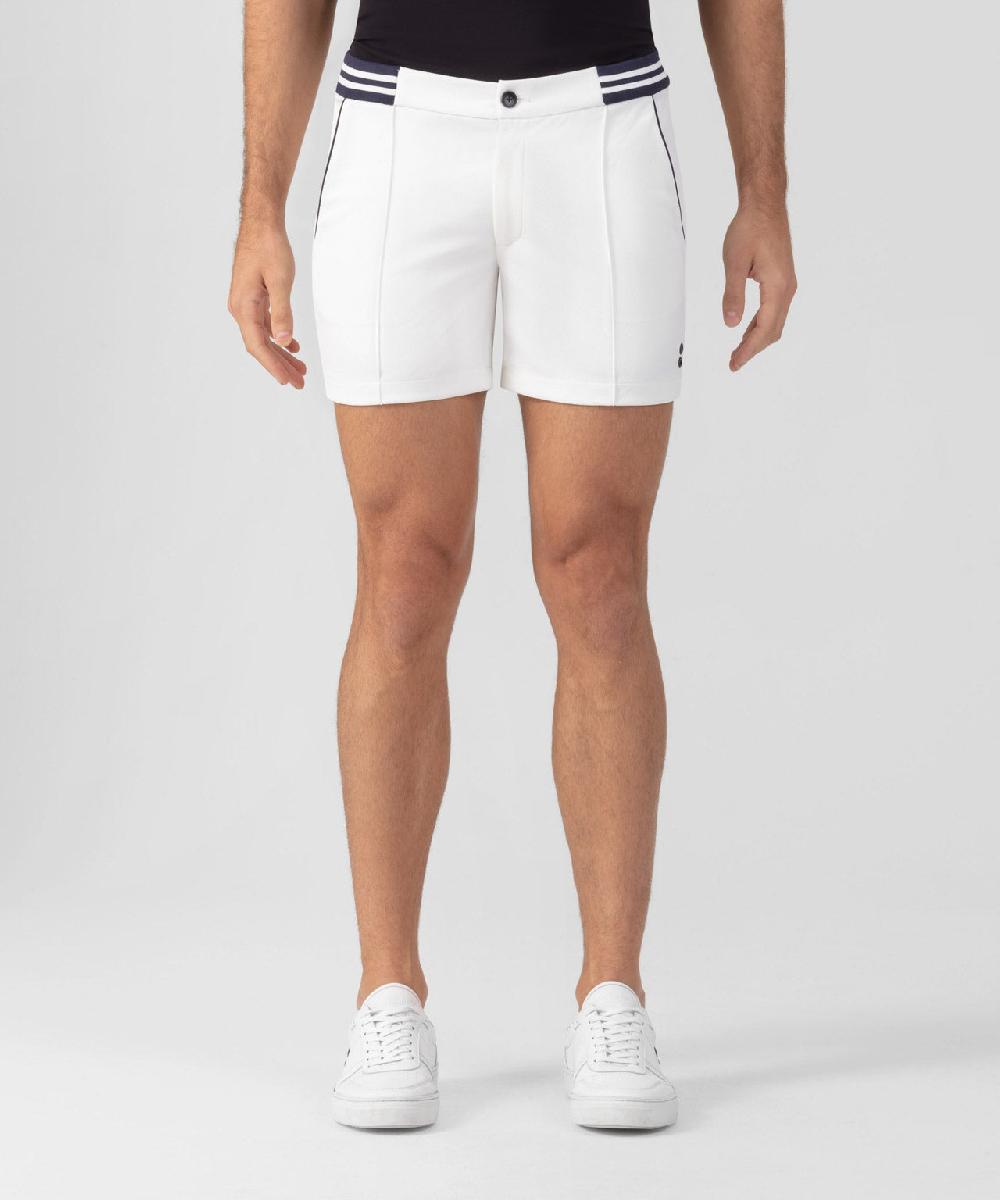 ron dorff RD Tennis Shorts avec ceinture rayée Écru