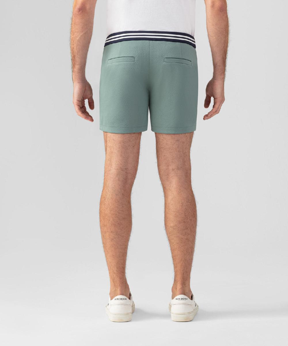 Ron Dorff RD Tennis Shorts Avec Ceinture Rayée Vert De Gris
