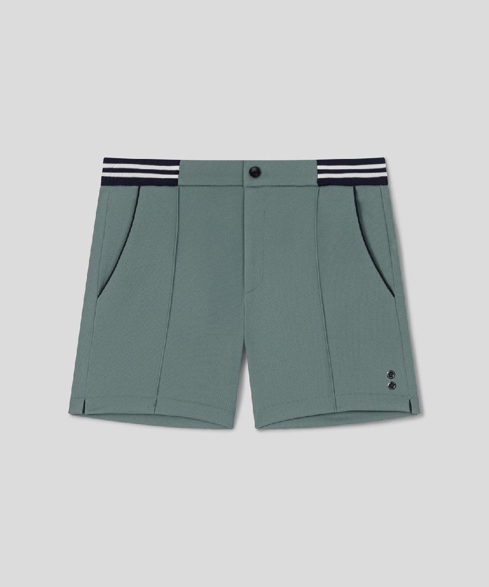 Ron Dorff RD Tennis Shorts Avec Ceinture Rayée Vert De Gris