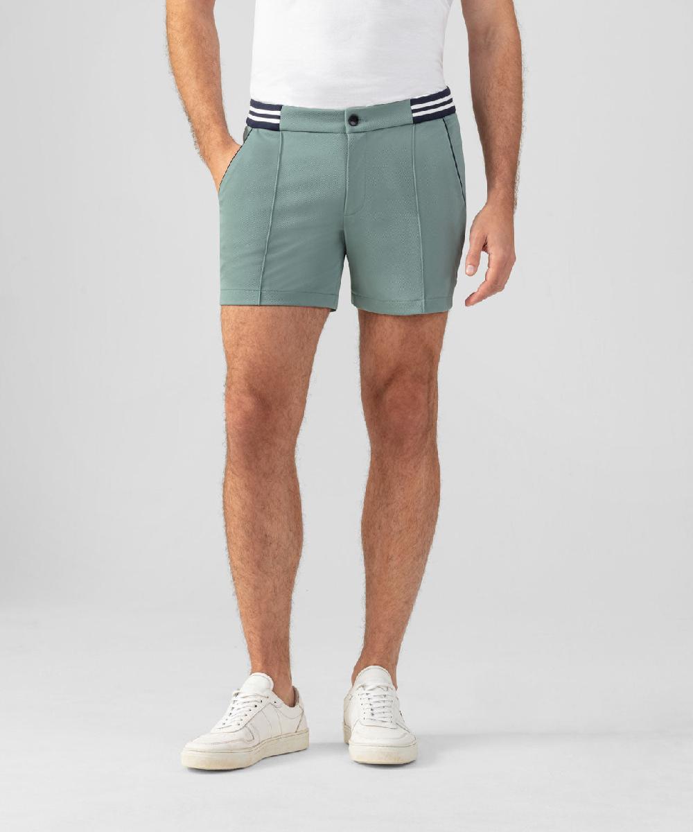 ron dorff RD Tennis Shorts avec ceinture rayée Vert de gris