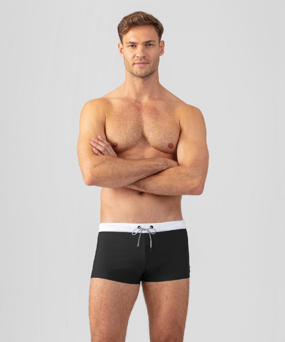 ron dorff Boxer de bain à ceinture contrastée Noir