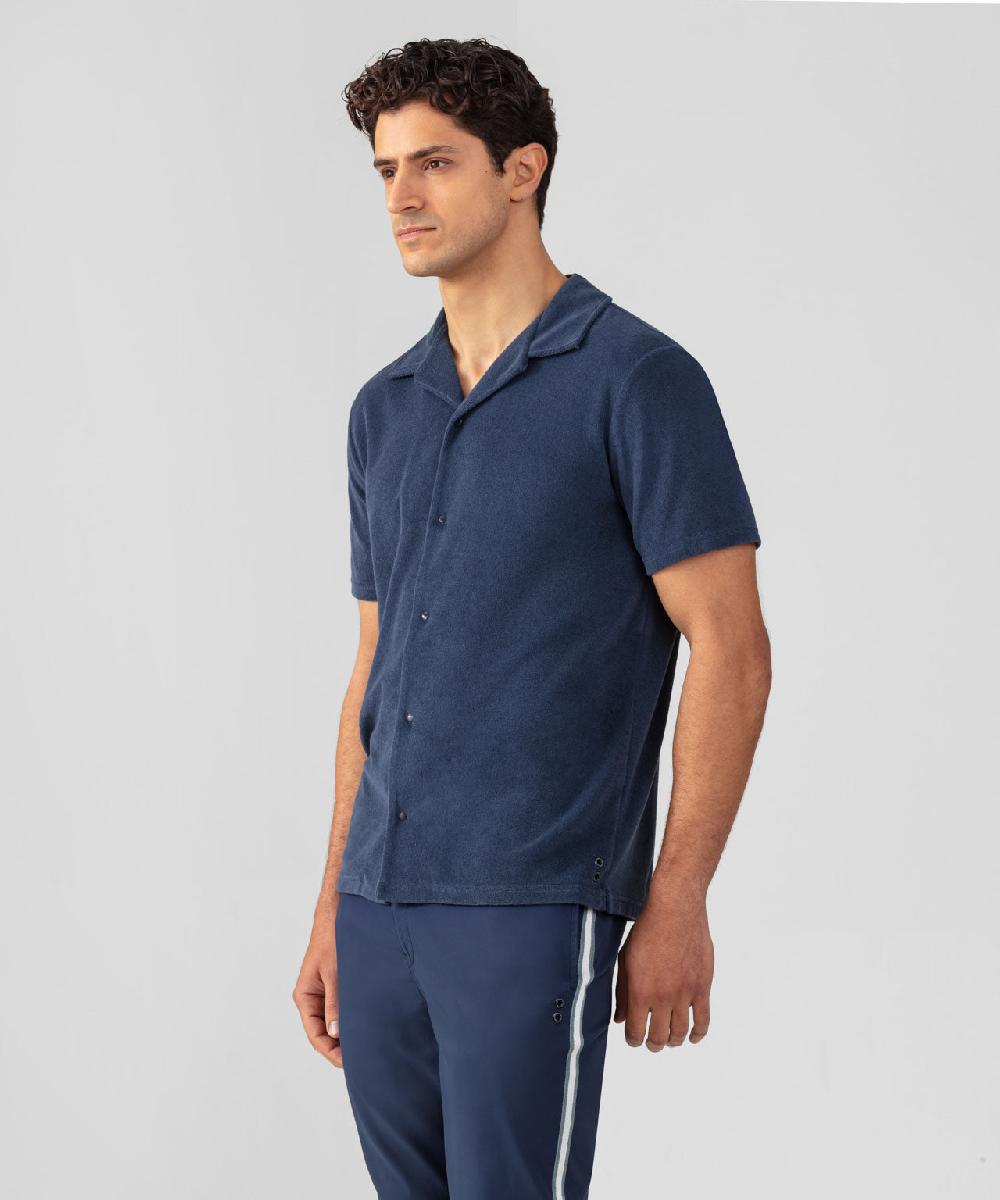Ron Dorff Chemise En Coton Terry Bleu Océan