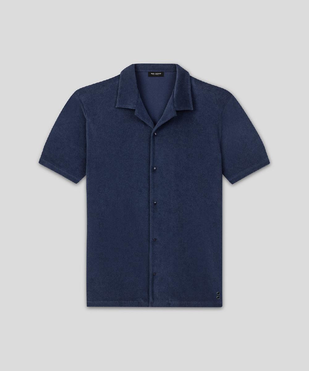 Ron Dorff Chemise En Coton Terry Bleu Océan