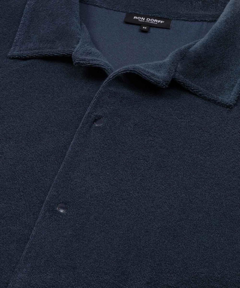 Ron Dorff Chemise En Coton Terry Bleu Océan