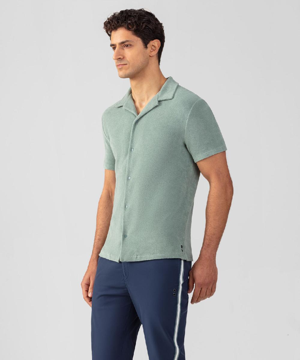 Ron Dorff Chemise En Coton Terry Vert De Gris