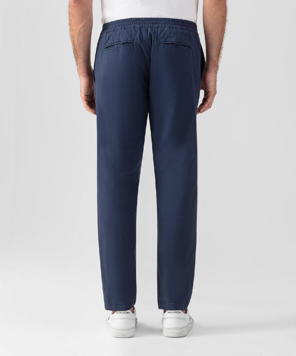 Ron Dorff Pantalon En Lin Et Coton Bleu Océan