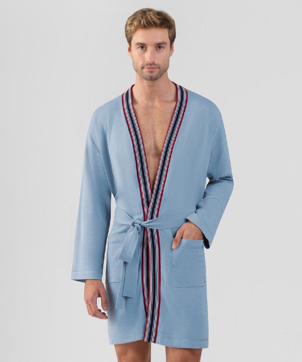 Ron Dorff Peignoir En Coton Bleu Denim Clair