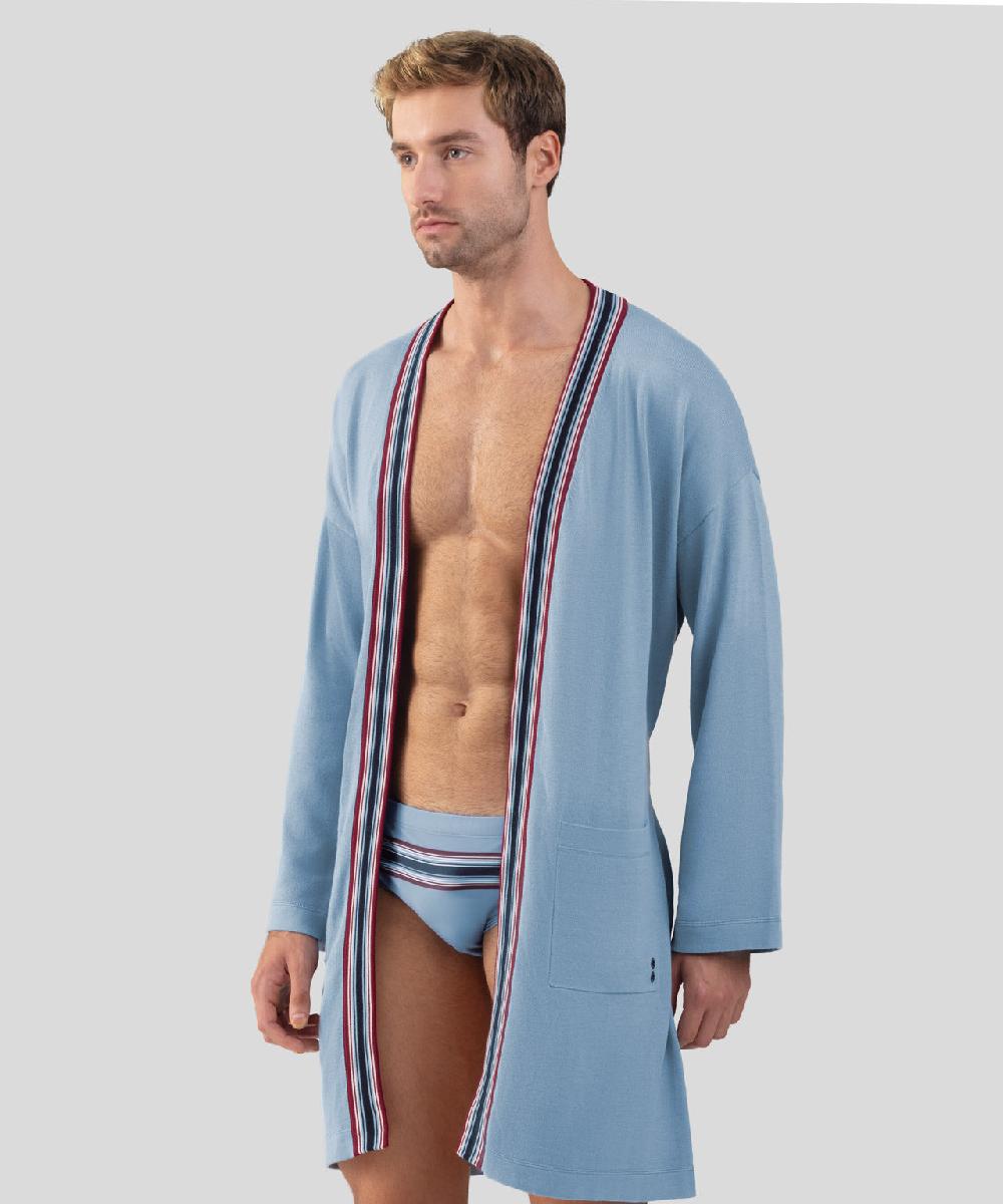 Ron Dorff Peignoir En Coton Bleu Denim Clair