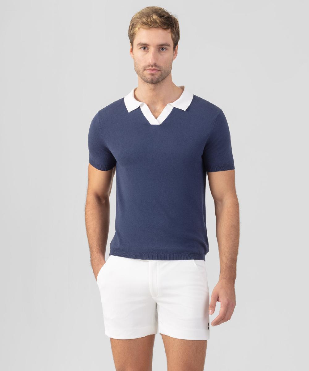 ron dorff Polo en coton et lin Bleu océan