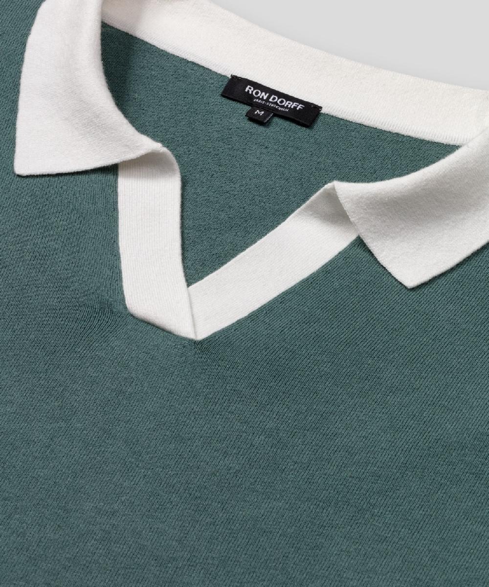 Ron Dorff Polo En Coton Et Lin Gris Pin