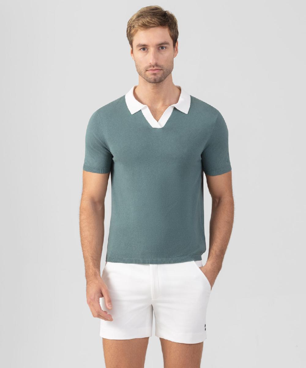ron dorff Polo en coton et lin Gris pin