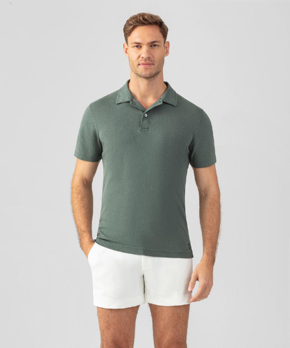ron dorff Polo en filet de coton Vert ombré