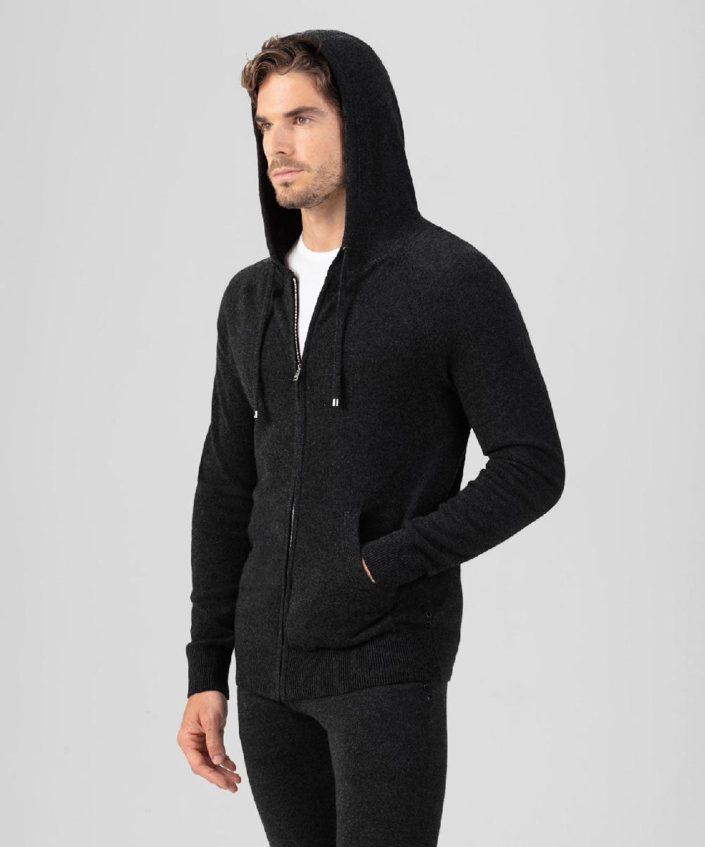 Ron Dorff Pull à Capuche Zippée En Cachemire Noir