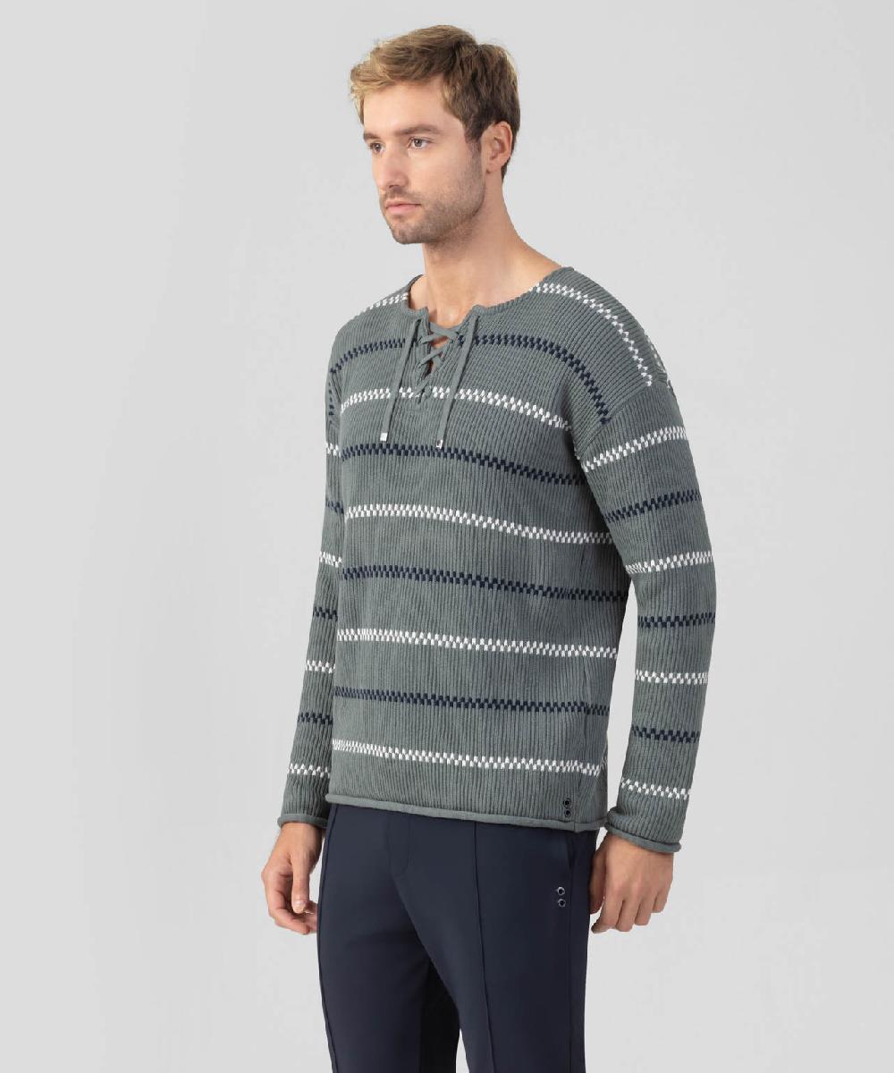 Ron Dorff Pull En Coton à Rayures Vert Ombré