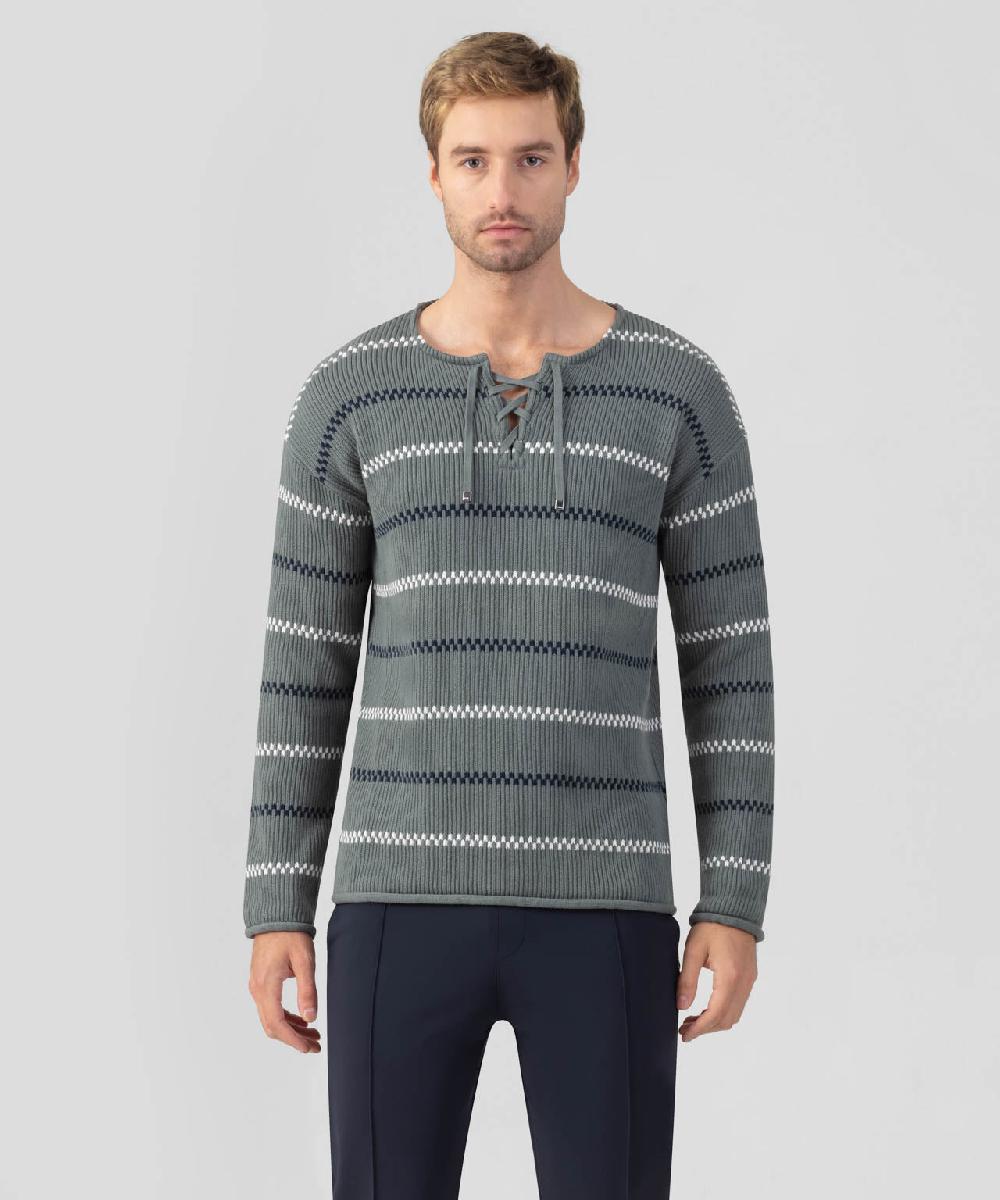 ron dorff Pull en coton à rayures Vert ombré