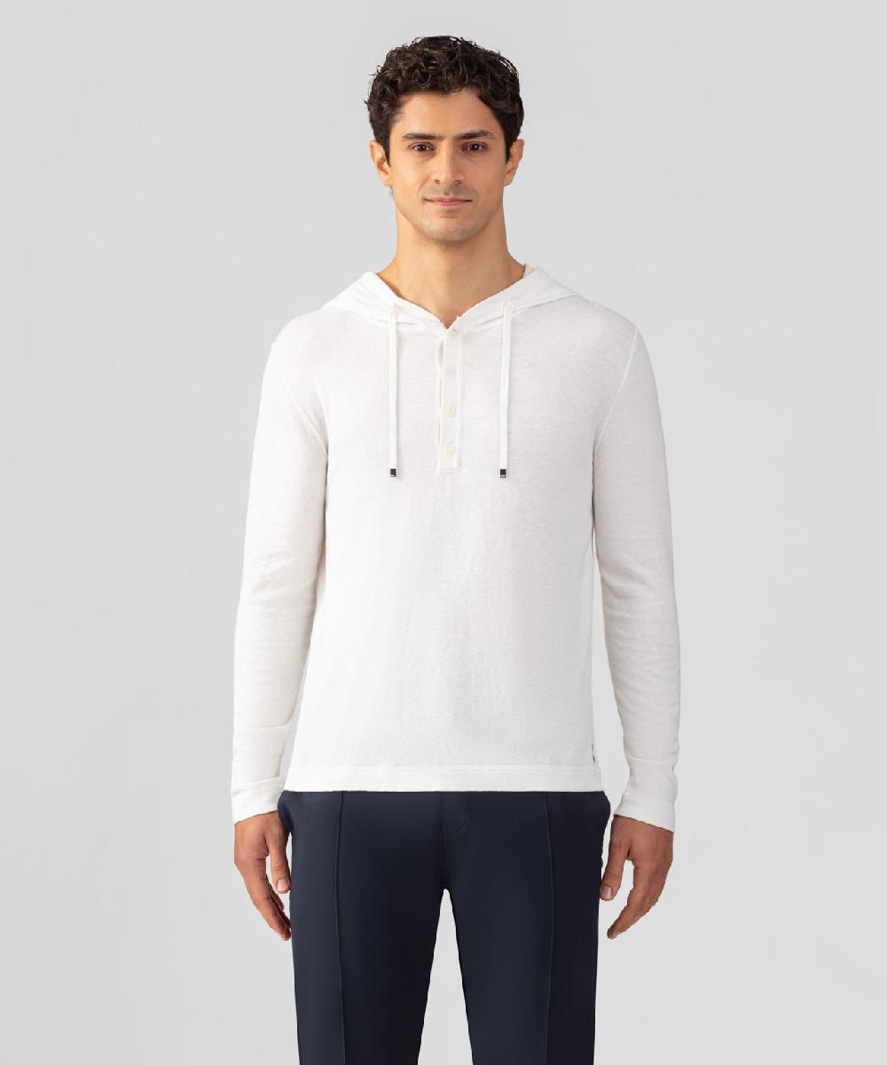 ron dorff Pull léger à capuche en coton soie Écru