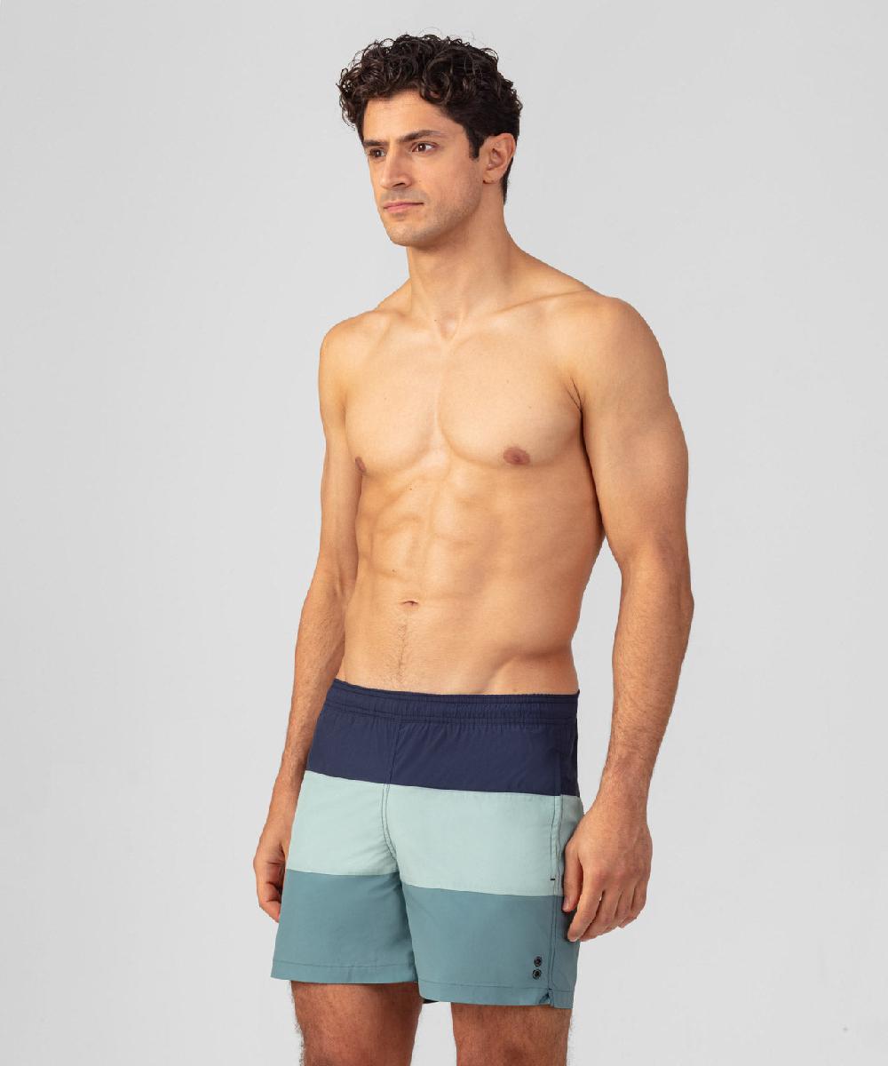Ron Dorff Short De Bain à Bandes Larges Bleu Océan