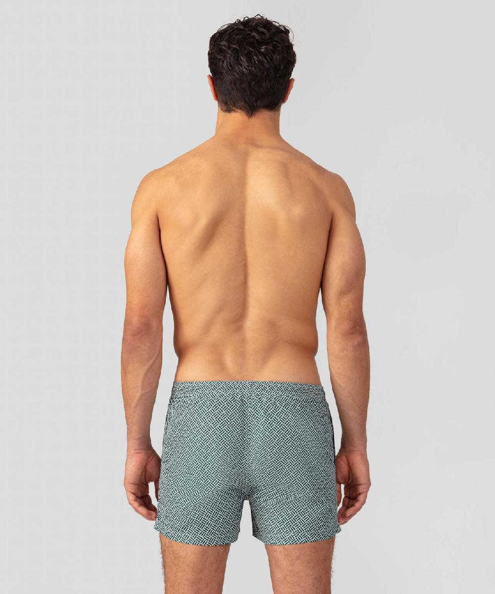 Ron Dorff Short De Bain à Motif Graphique Vert Pin