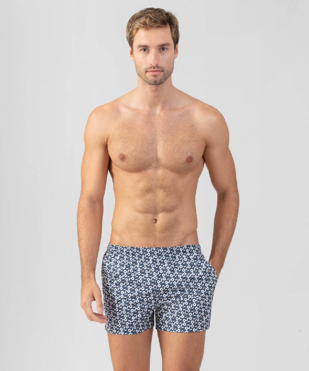 ron dorff Short de bain à motif RD Bleu marine