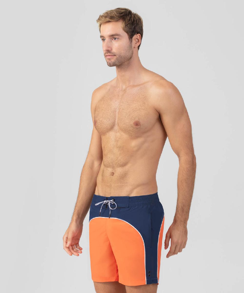 Ron Dorff Short De Bain Bleu Marine/orange Foncé