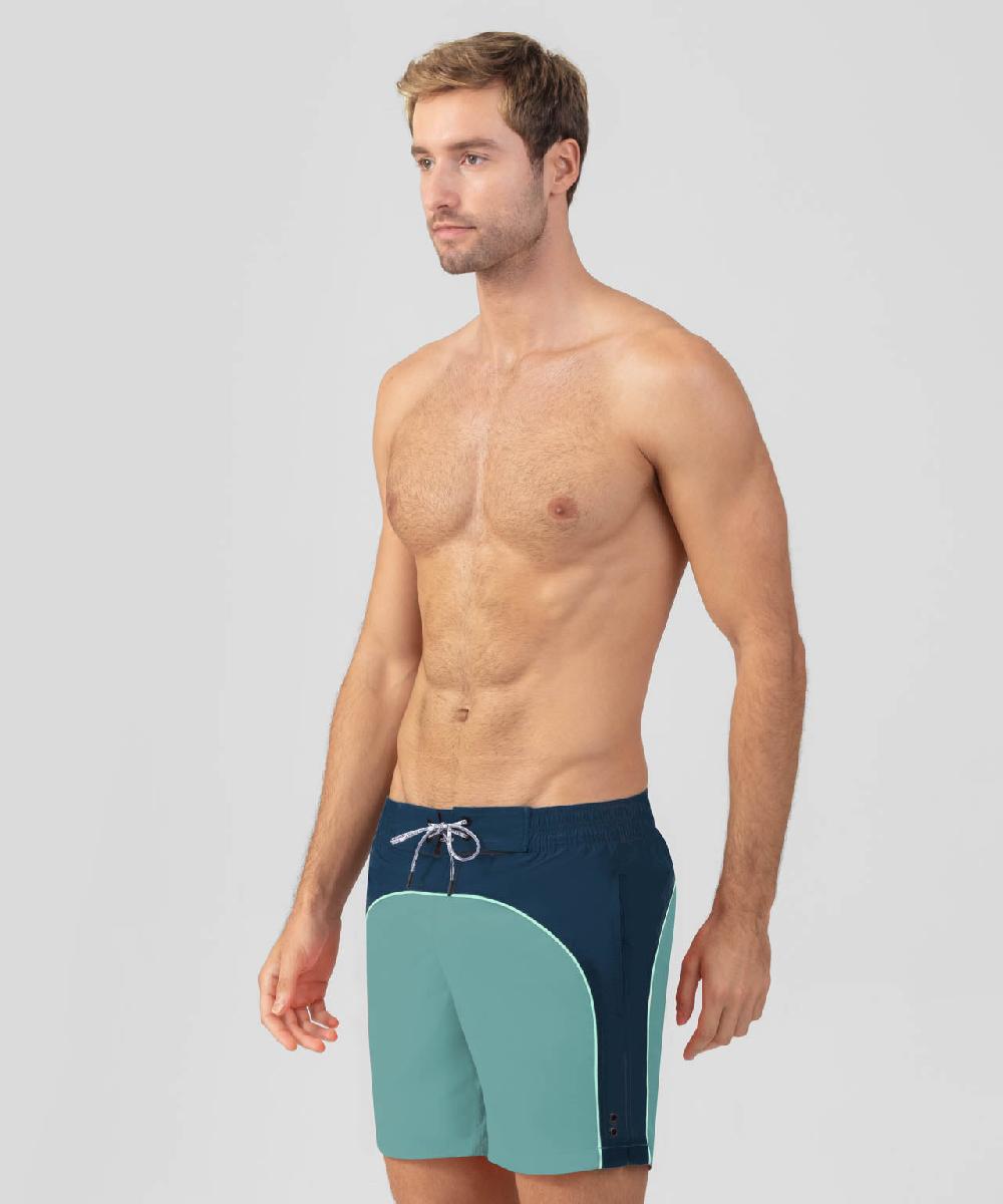 Ron Dorff Short De Bain Bleu Profond/vert De Gris