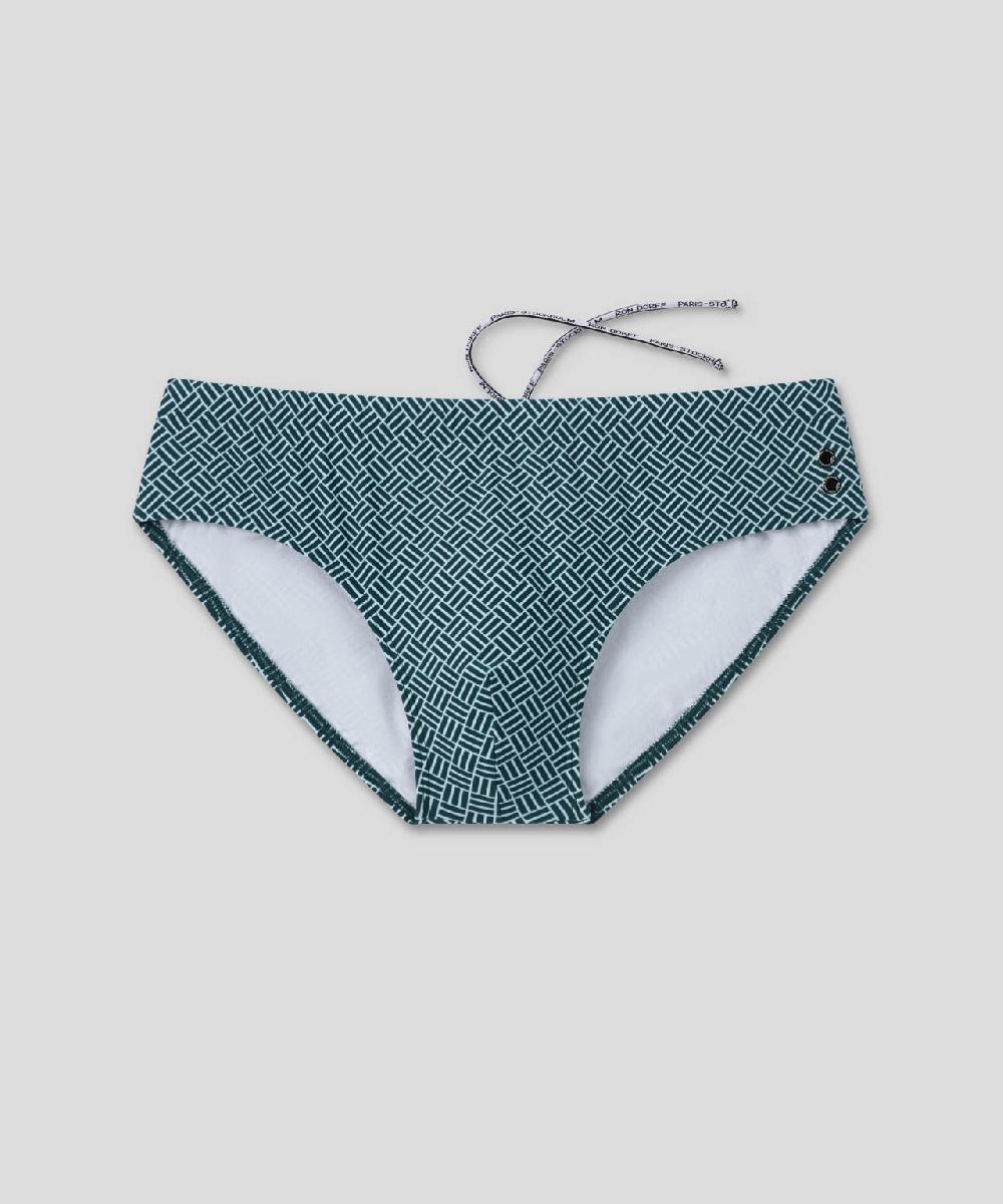 Ron Dorff Slip De Bain à Motif Graphique Vert Pin