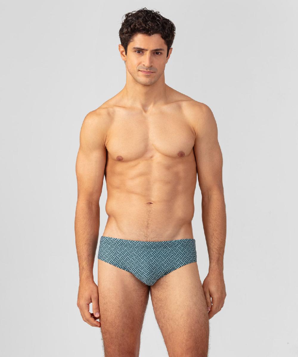 ron dorff Slip de bain à motif graphique Vert pin