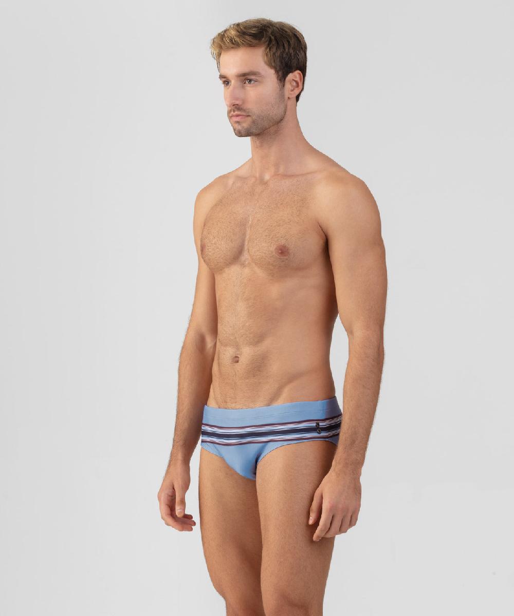 Ron Dorff Slip De Bain à Rayures Bleu Denim Clair