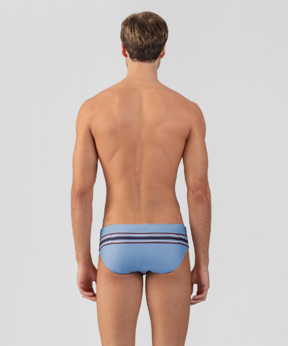 Ron Dorff Slip De Bain à Rayures Bleu Denim Clair