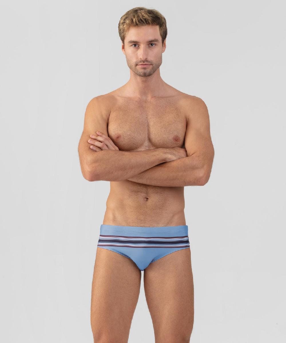 ron dorff Slip de bain à rayures Bleu denim clair