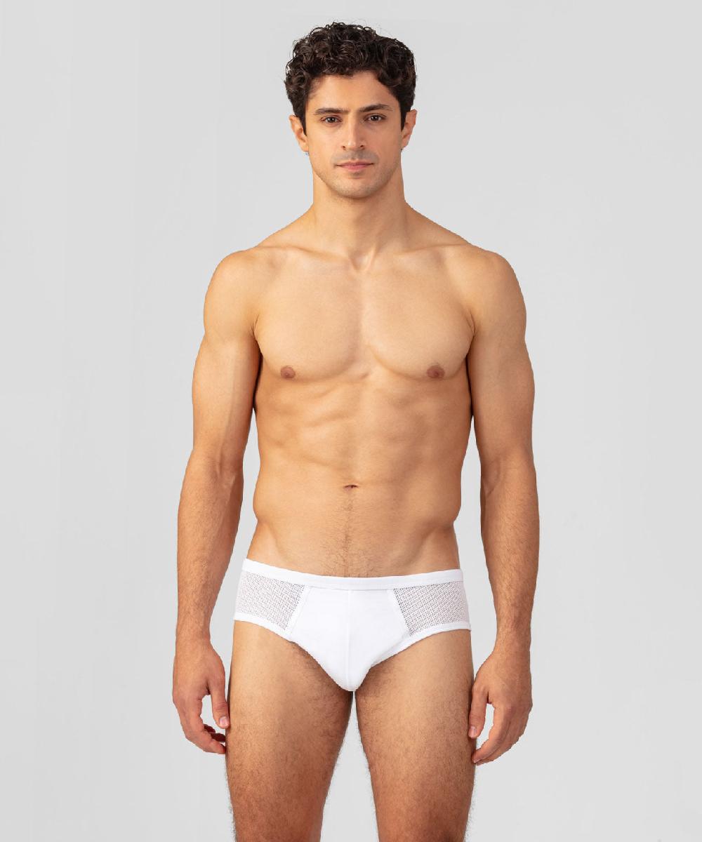 ron dorff Slip Y-front en filet de coton Blanc