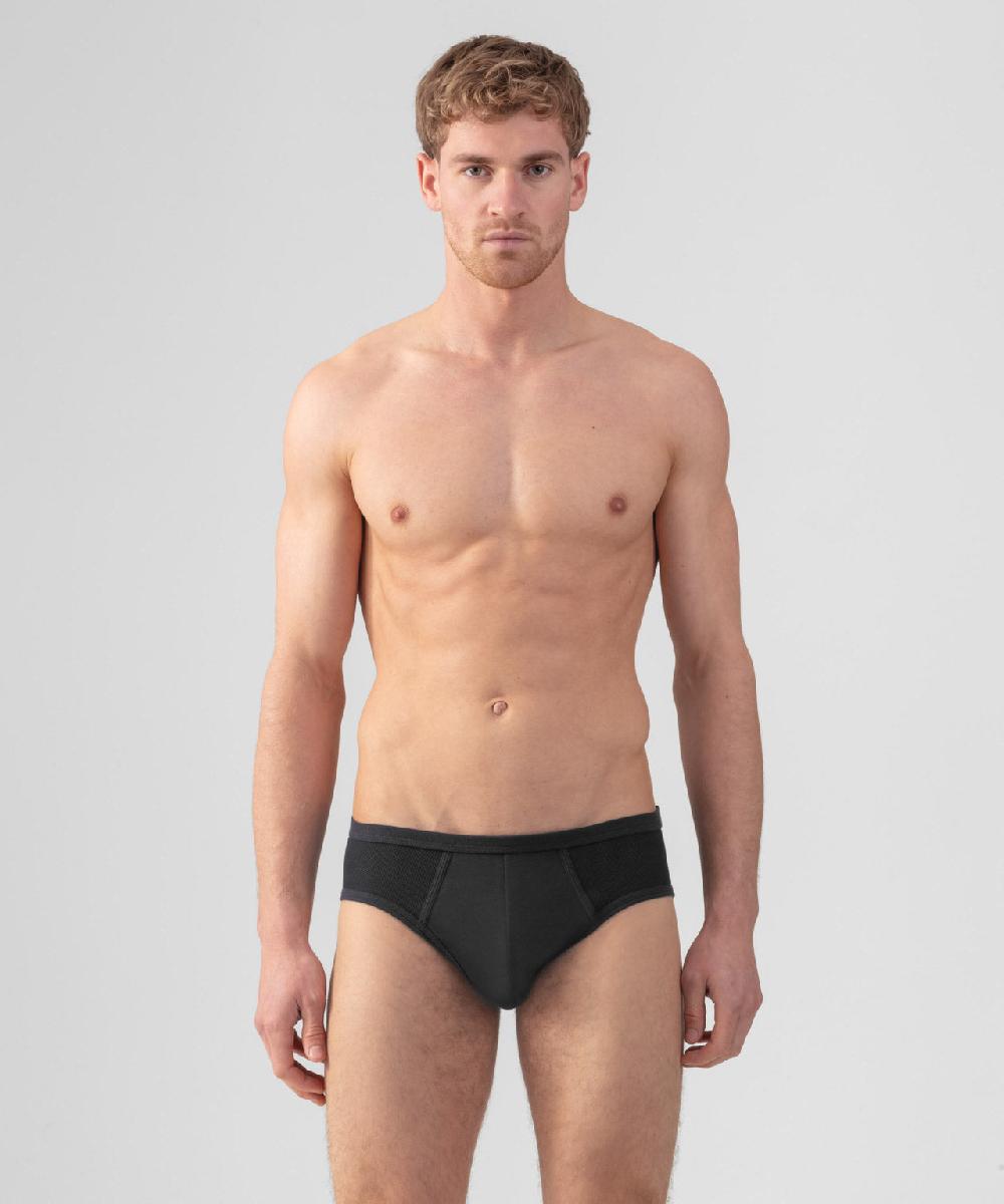 ron dorff Slip Y-front en filet de coton Noir