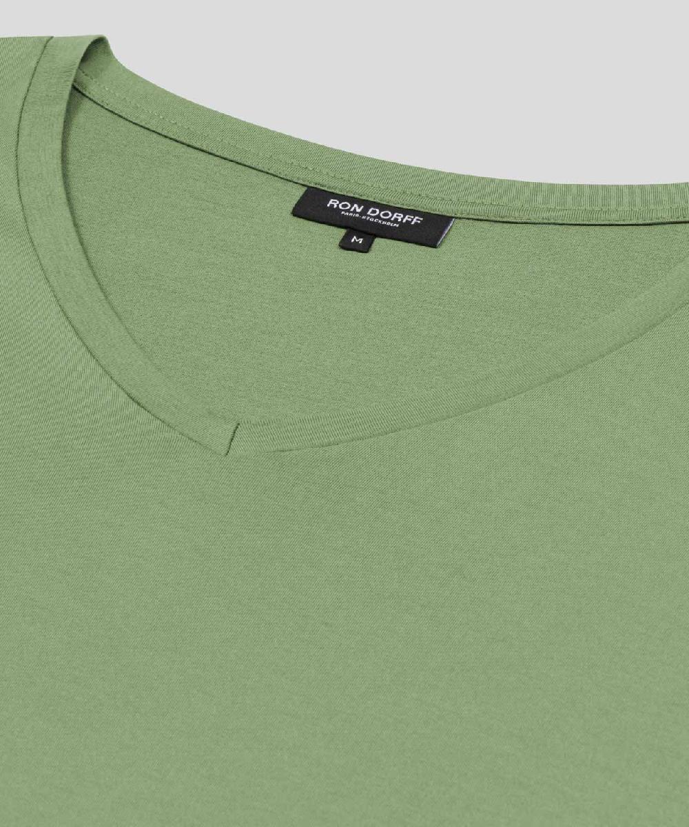 Ron Dorff T-shirt Col V Eyelet Edition Vert Cactus