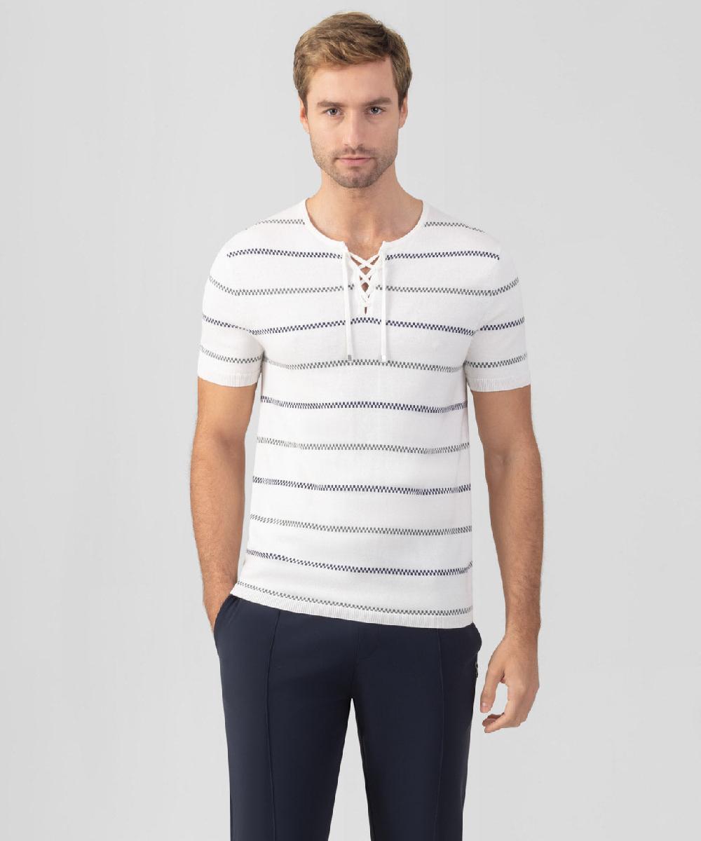 ron dorff T-shirt en maille à motif nordique Écru