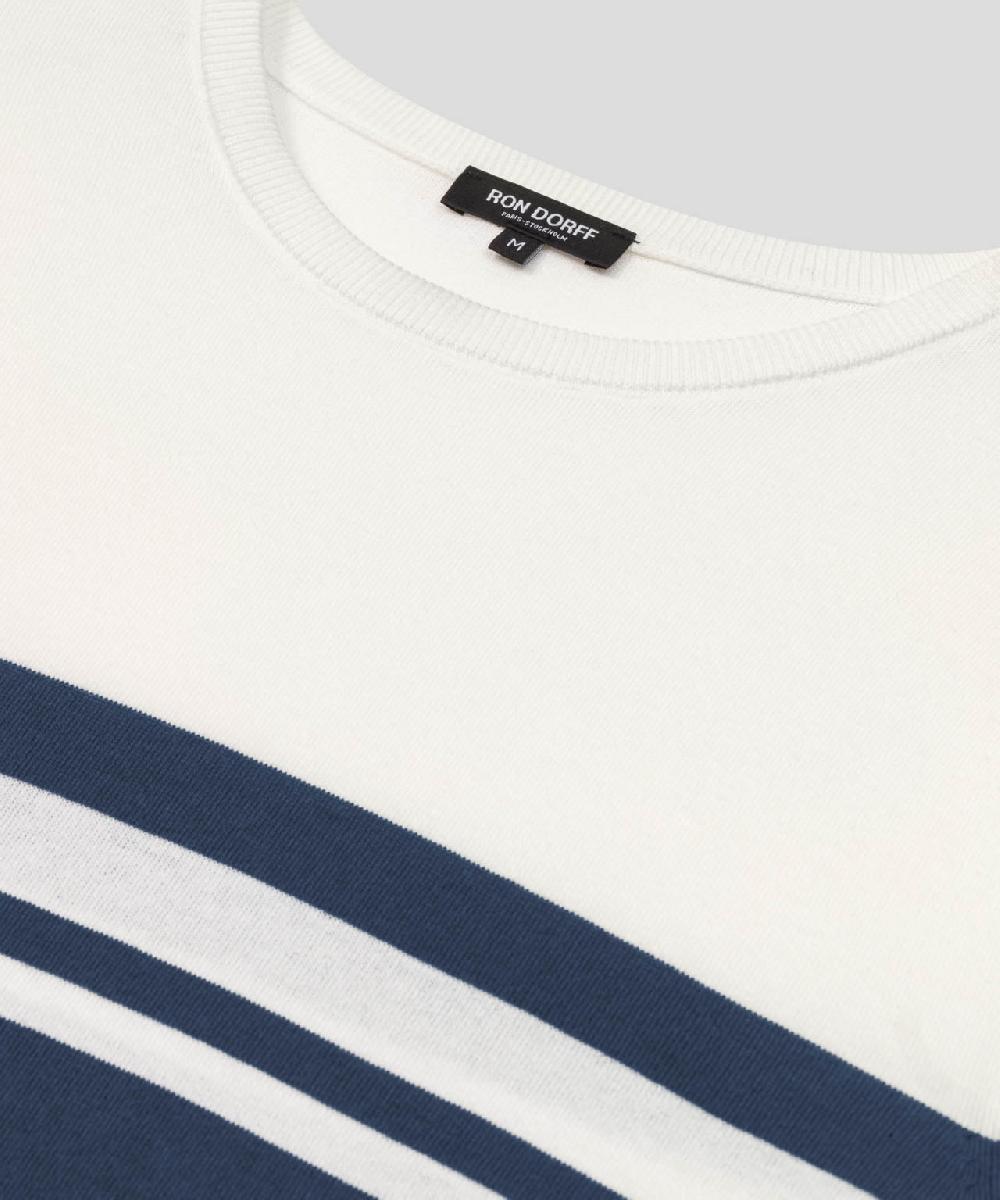 Ron Dorff T-shirt En Maille Bicolore Bleu Océan