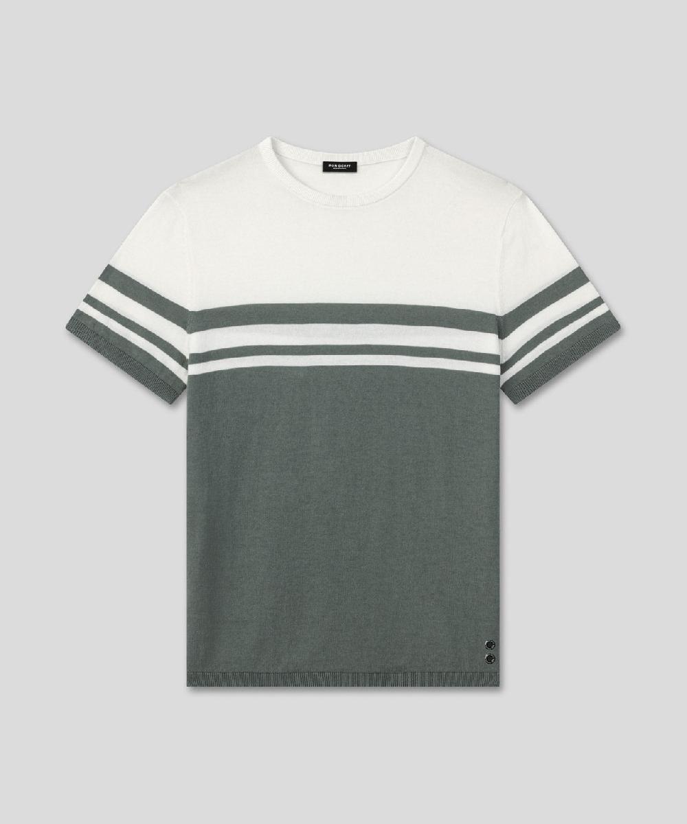 Ron Dorff T-shirt En Maille Bicolore Vert Ombré