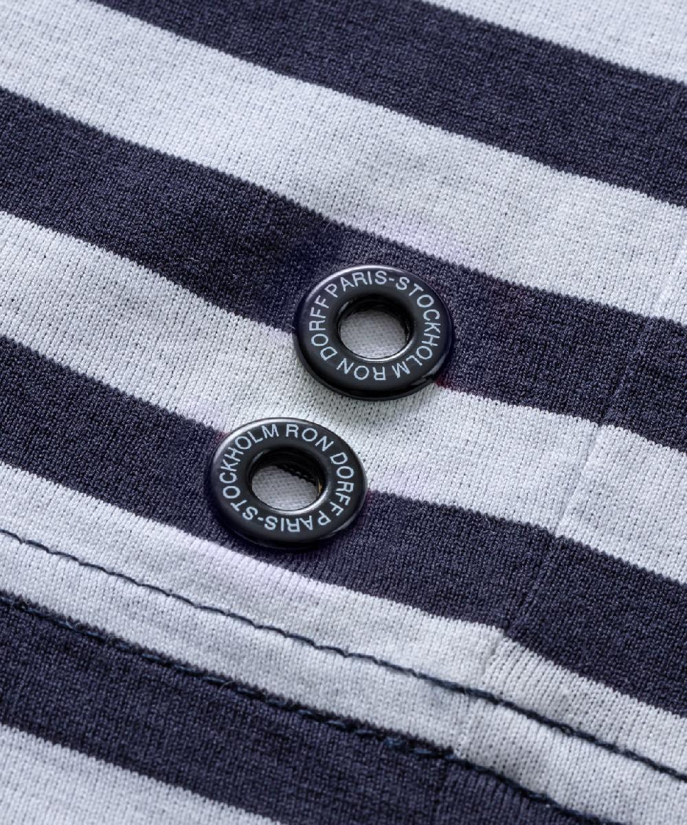 Ron Dorff T-shirt Eyelet Edition Bleu Marine/Blanc