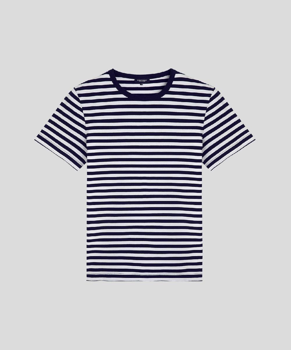 ron dorff T-shirt Eyelet Edition Bleu marine/Blanc