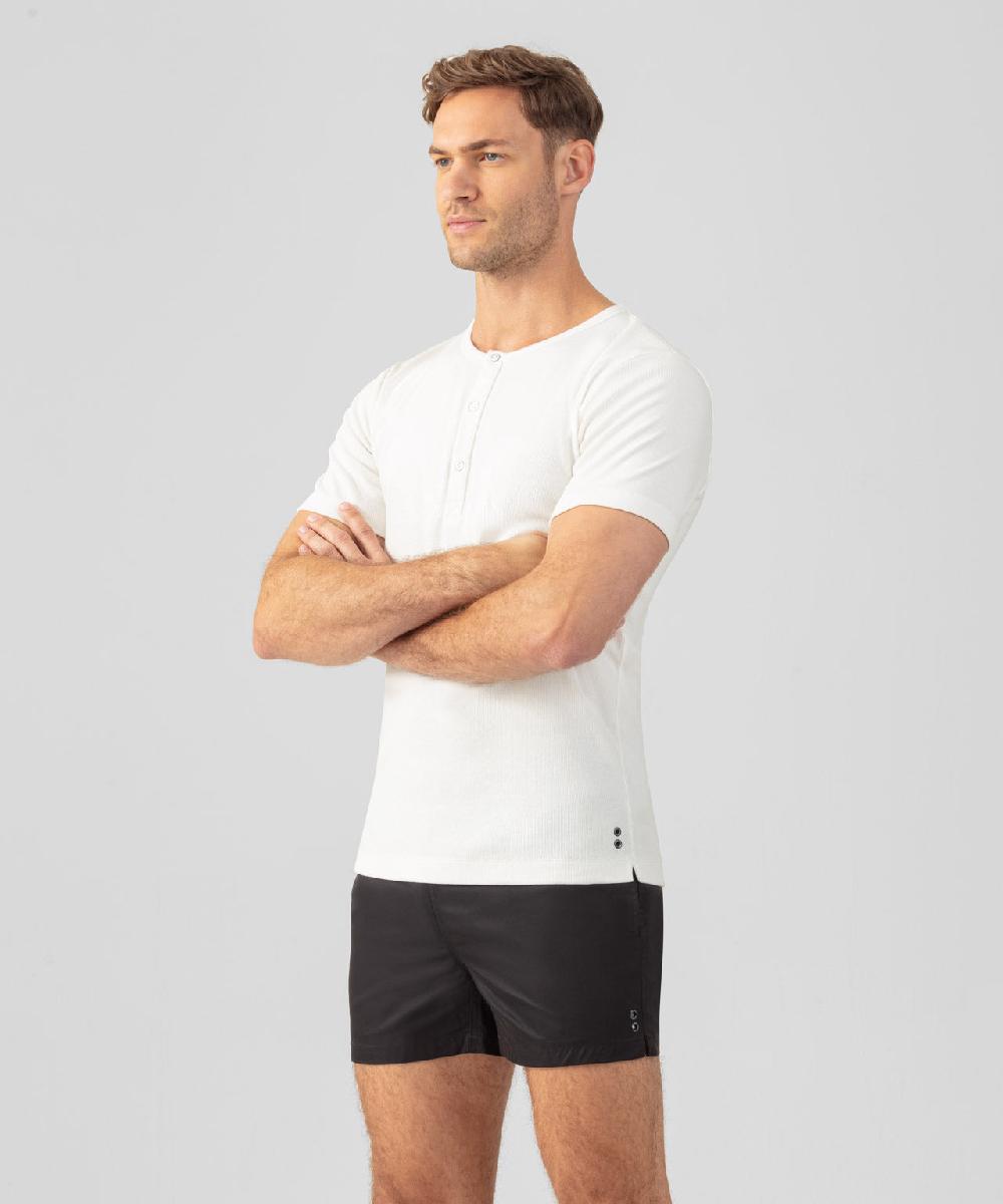 Ron Dorff T-shirt Henley Côtelé Écru