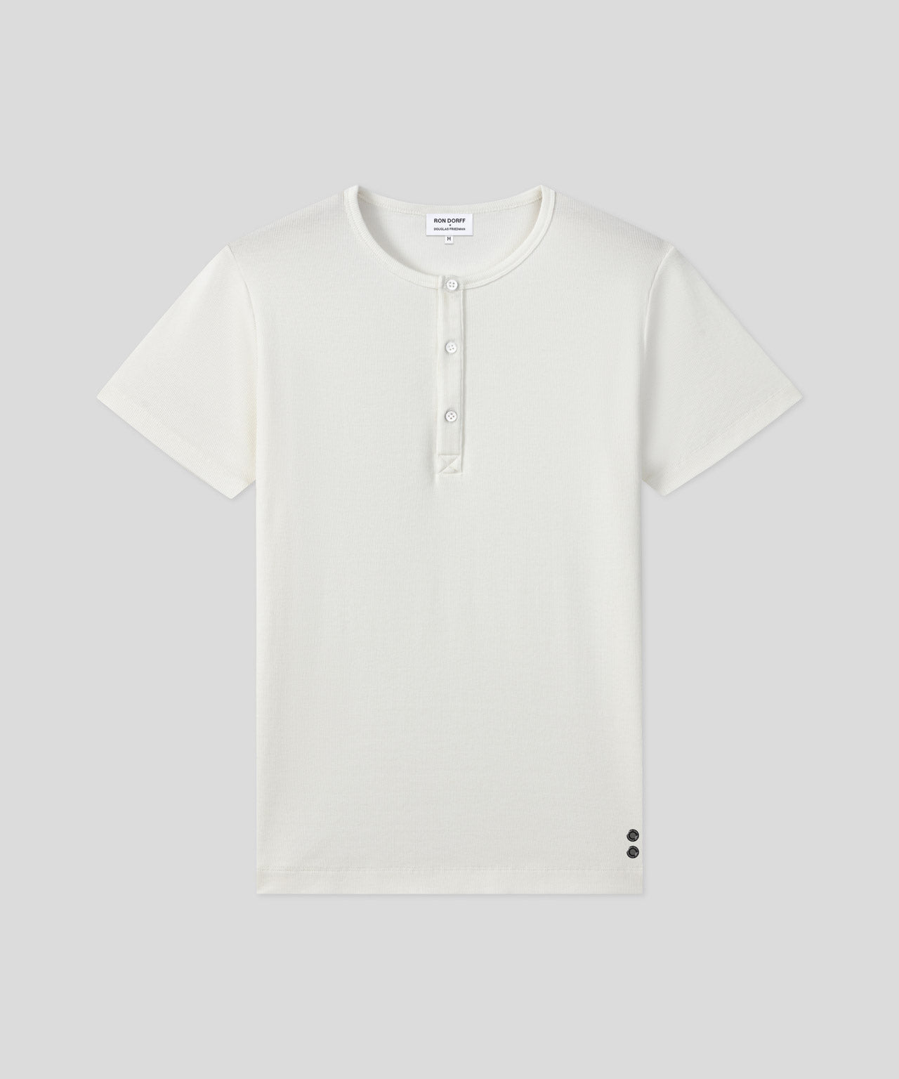 Ron Dorff T-shirt Henley Côtelé Écru