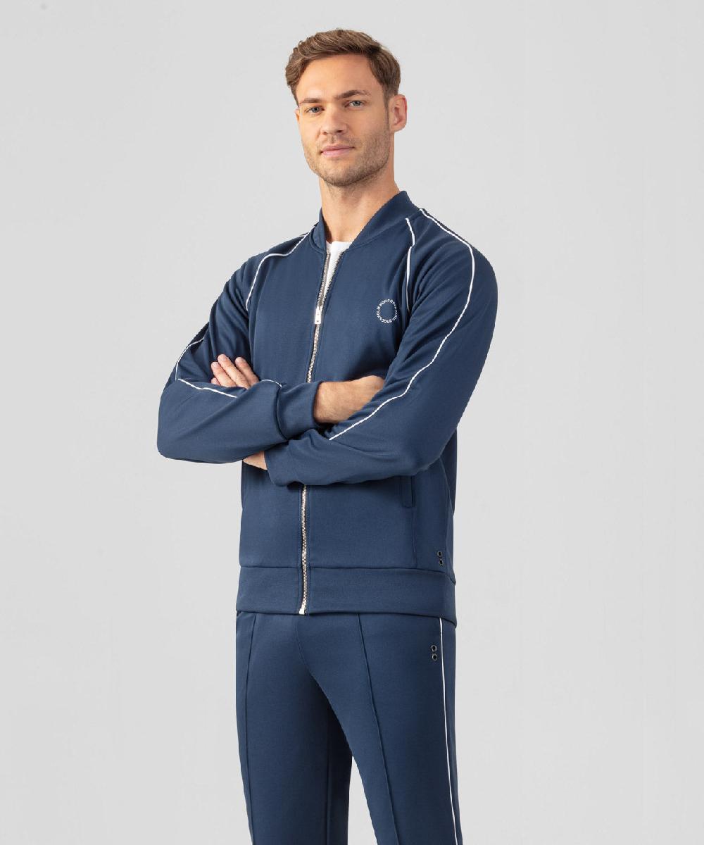 Ron Dorff Veste En Coton Avec Passepoil Bleu Océan