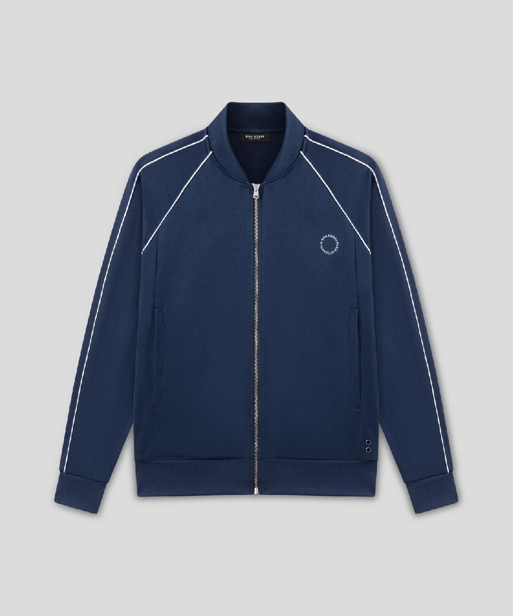 Ron Dorff Veste En Coton Avec Passepoil Bleu Océan