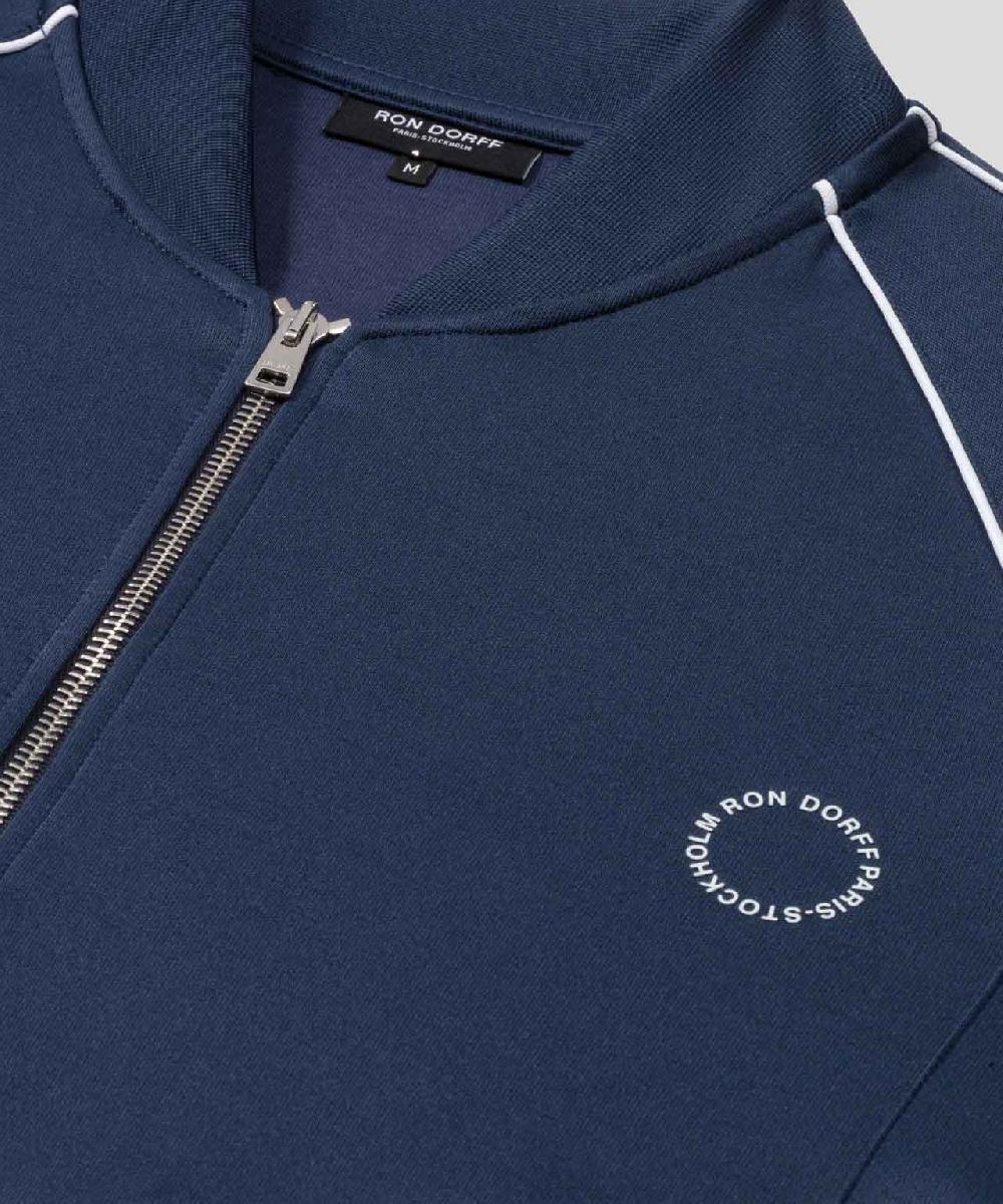 Ron Dorff Veste En Coton Avec Passepoil Bleu Océan