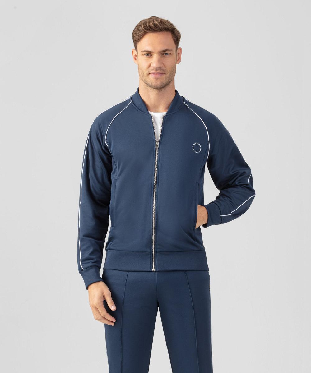 ron dorff Veste en coton avec passepoil Bleu océan