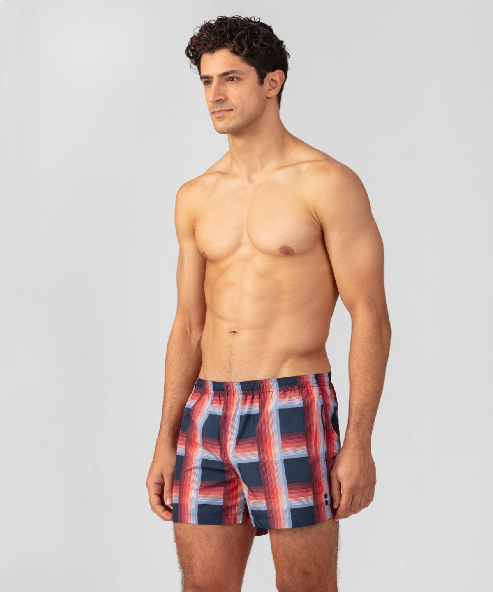 Ron Dorff Short De Bain à Larges Carreaux Bleu Marine